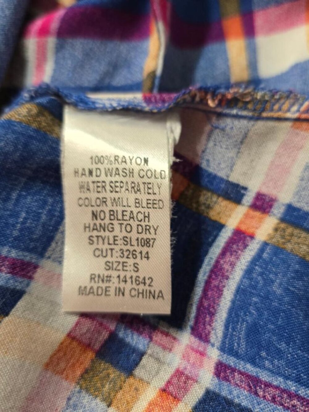 S She + Sky Plaid Shirt Dress / Tunic in bold royal blue / white, yellow, pink - Picture 7 of 7